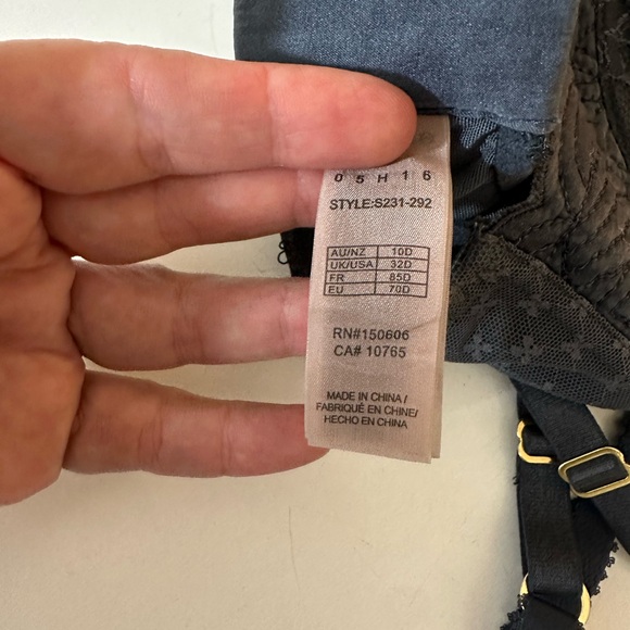 Stella McCartney X Anthro Rosie Grey Underwire Floral Lace Semi-Sheer Bra 32D - Picture 14 of 15